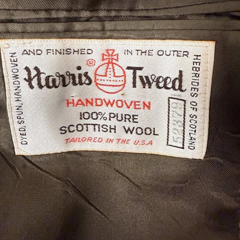 Harris Tweed Blazer Mens Brown Beige Pure Scottish Wool Herringbone Tweed